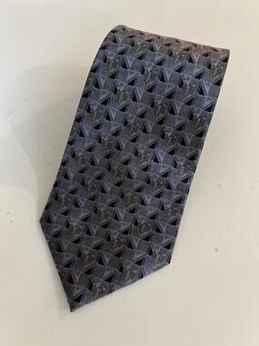 Stonehenge 100% Silk Handmade Men's Neck Tie Silver Geometric Lobster Print JL